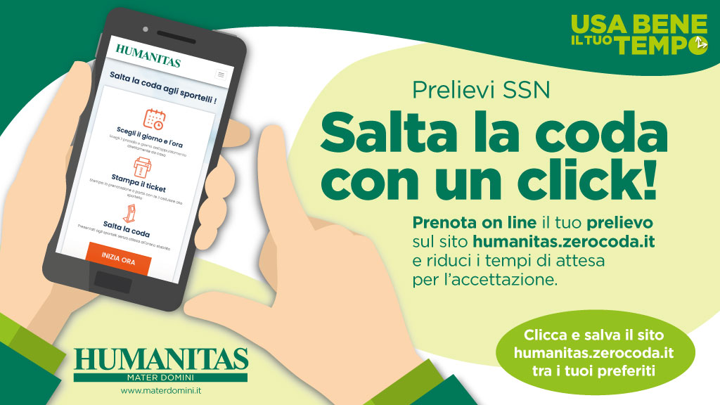 Humanitas Mater Domini - Prelievi SSN: prenota on line, l’accettazione è più veloce