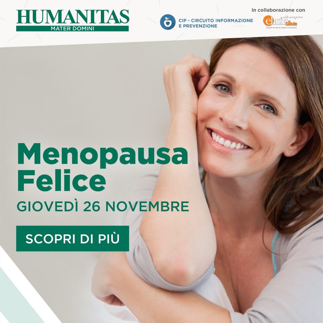 In Humanitas Mater Domini prenve il via enopausa Felice: giovedì 26 novembre, incontro online con la specialista