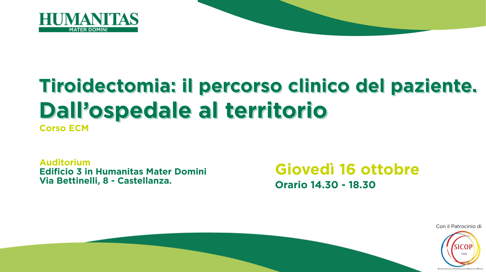 Tiroidectomia: il percorso clinico del paziente. Dall’ospedale al territorio
